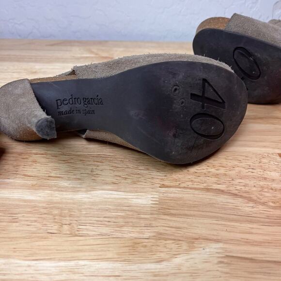 Pedro Garcia España Sandals Womens 40EU 9-9.5 Suede Ankle Strap Brown Peep Toe - Picture 6 of 9